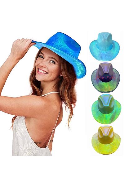 Minerva Adult Hologram Glittering Cowboy Hat - Party