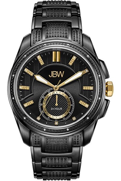 JBW ساعة برينس للرجال فاخرة مرصعة بـ 23 ماسة، 24 ساعة، مصنوعة من الفولاذ المق...