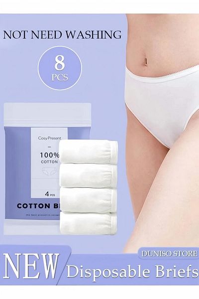 Generic DUNISO 16PCS Women's Disposable Briefs 100% Cotton Disposable Underwear Postpartum Sterile Panties M
