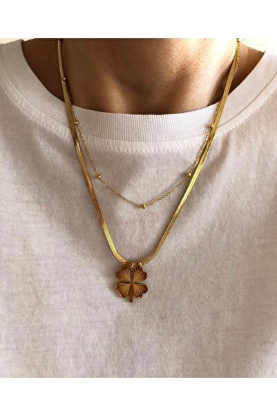 Asia by Leuvoié Asia By Leuvoie İtalyan Zincirli Yonca Kolye Seti