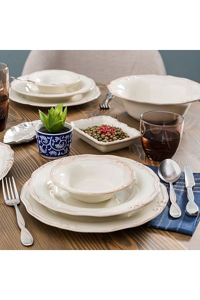 Mudo Home 20CM Ecru Boat Plate Set - 6 Pieces