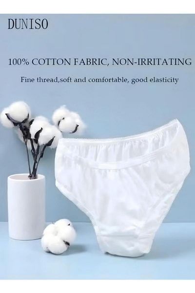 Generic DUNISO 10PCS Women's Disposable Briefs 100% Cotton Disposable Underwear