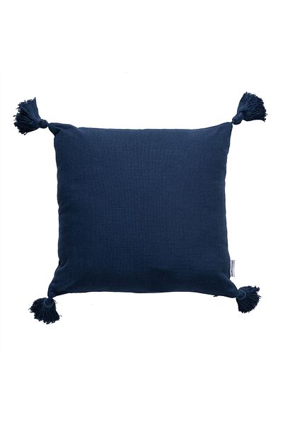 Mudo Home Navy Blue ALBA Throw Pillow with Tassels 45x45