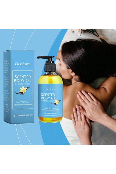 unbranded Caramel & Vanilla Flavored Body Oil - Moisturizing, Nourishing, Soothing, and Skin-Enhancing Massage Oil