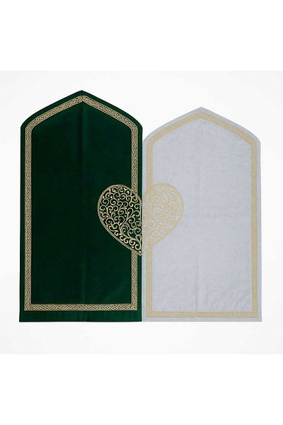 Evsay Heart Prayer Rug Paired Couple Prayer Rug Matching Prayer Rug Bride Groom Bundle Gift Dowry Holder