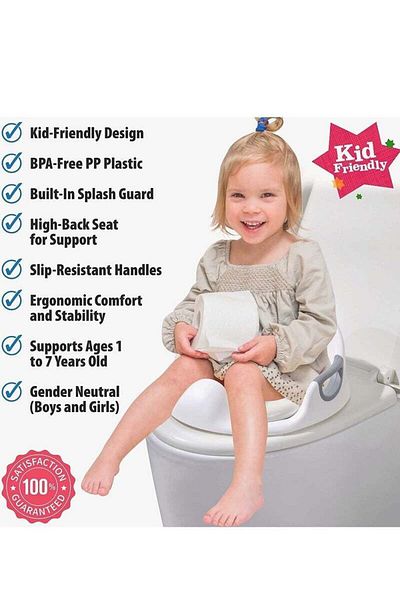 COOYA Toilet Training Seat,High Splash Protection,Handle & Backrest,For Boy And Girl Aged 1-8 Years