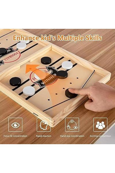 Goishtrie Foosball Board Game Fast Paced Slingshot Tabletop Wooden Sling Speed Puck 2players(SIZE:22.5X35CM)