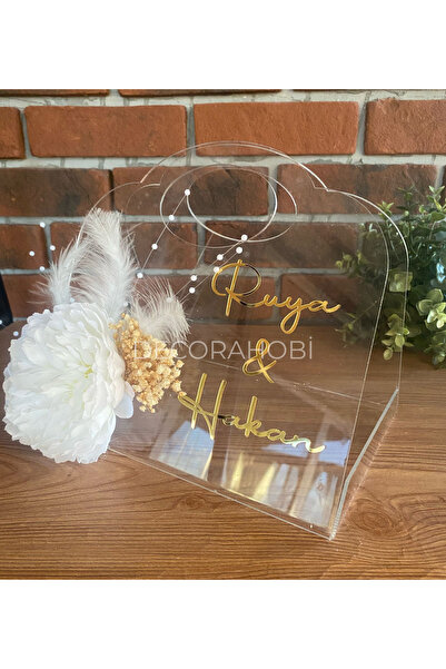 DECORA HOBİ Beyaz İsme Özel Pleksi Büküm Kız İsteme, Gelin Damat Bohçası, Çik...