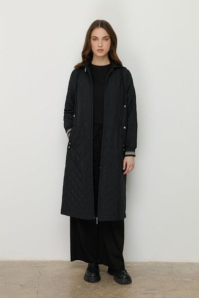 Nihan Slim Quilted Sleeves Ribbed Cap Black