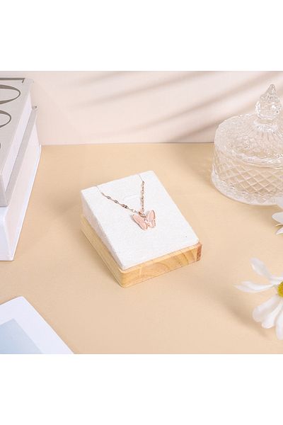 Choice Beige New Wooden Jewelry Pendant Necklace Display Stand Holder PU Velvet Women Shopwindow Wedding Or