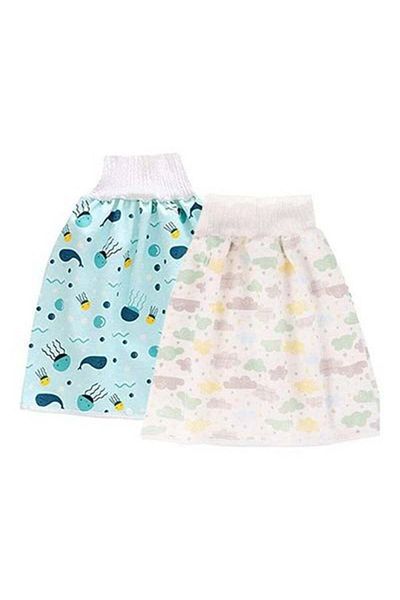 Generic Toddler Training Waterproof Diaper Skirt For Baby Girls, 2-Piece - Multicolour