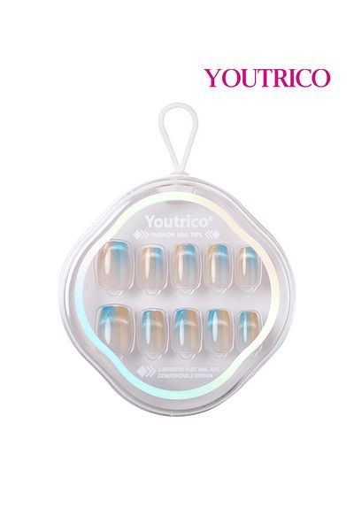 Youtrico 30 Semi-Handmade Press-on nails,new fine glitter,gradient,contrast
