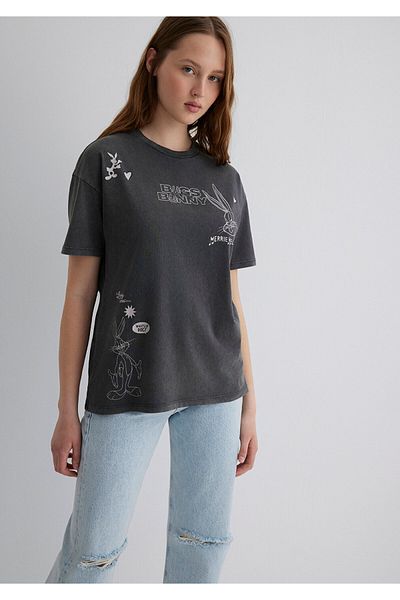 Mavi Bugs Bunny Anthracite T-Shirt Loose Fit / Loose Relaxed Cut 1613373 -70087