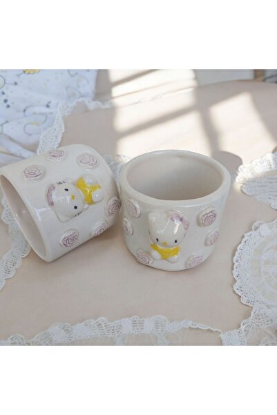 Kübistseramik El yapımı seramik Hello kitty kedicik kupa