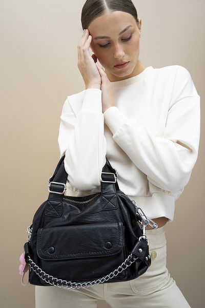 LuviShoes BYN2272 Geantă neagră de umăr pentru femei