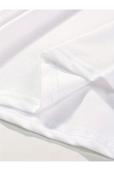 İnazuma Outdoors Unisex Oversized Printed Cotton Crew Neck Short Sleeve White T-Shirt Floral Spiral