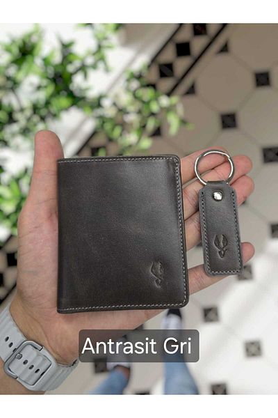 VİSSO 316 Genuine Leather Card Holder Wallet Mr. Use - Simple Polite Thin Model Leather Bag Gray Color