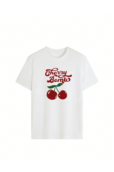 Let's Wear Cherry Bomb Printed Premium Tshirt για Γυναικεία Λαιμόκοψη