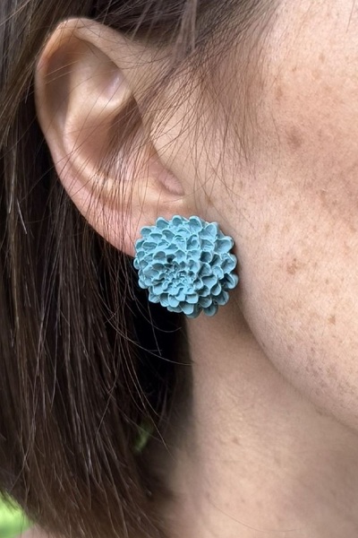 thecolourfully Chrysanthemum Earrings - Ocean Wave (Polymer Clay - Nail Earri...