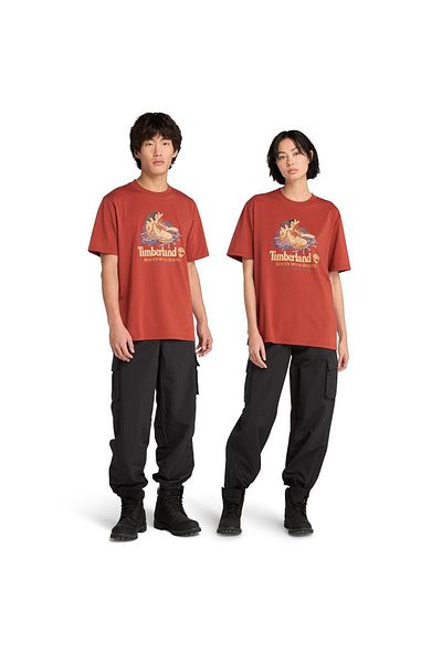 Timberland Boots Printed Men's Red T-Shirt