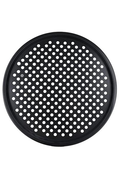 PUFO Tavă rotundă pentru cuptor, cu găuri, pentru coacerea pizzei, aluatului, servirea alimentelor, antiaderentă, 37 cm