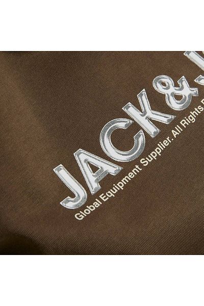 Jack & Jones Pánské hnědé tričko s kulatým výstřihem Jack&jones Dynamic Branding Crew Neck