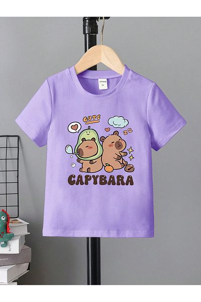 Let's Wear Тениска от пениран памук с щампа Capybara за момичета