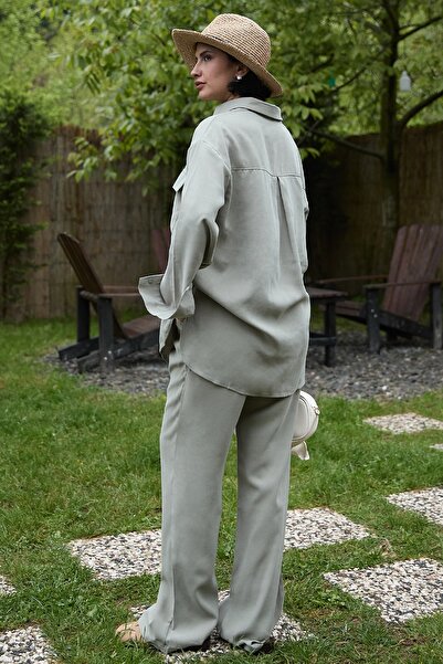 InStyle Pocket Detail Modal Light Green Double Suit