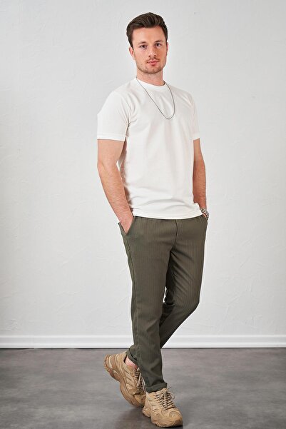 TENA Ανδρικό μπλουζάκι με ραβδώσεις εκρού με δύο κορδόνια άνετη εφαρμογή