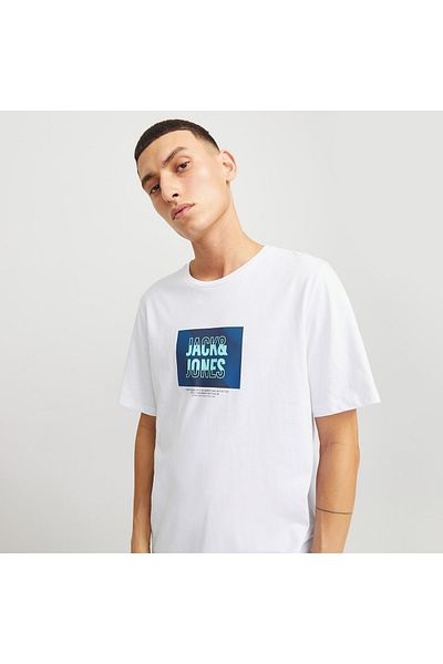 Jack & Jones T-shirt Jjhudson Tee Ss Crew Beyaz Erkek 12268477