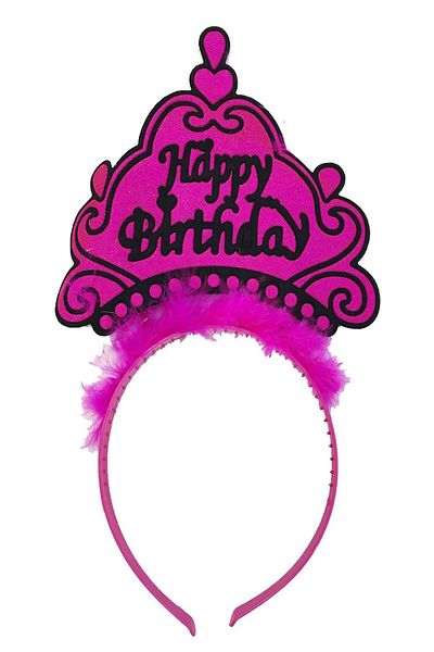 Skygo Happy Birthday Neon Fuchsia Color Birthday Crown 24x15 cm