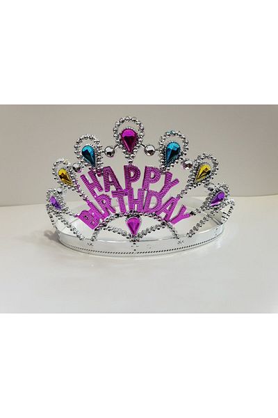 Skygo Silver Color Happy Birthday Written Birthday Crown 60 cm