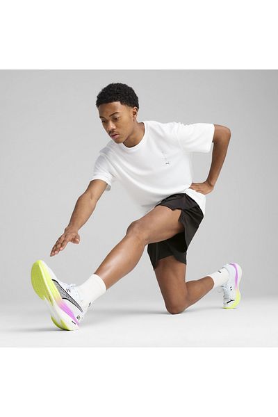 Puma Γραφικά Running Illustratio Ανδρικό λευκό μπλουζάκι με στρογγυλή λαιμόκοψη