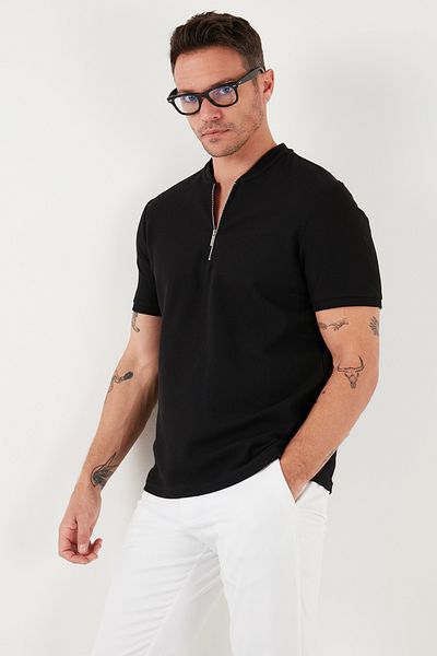 Buratti Tricou cu jumătate de fermoar, bumbac, cu croială normală, tricou bărbați 5902653