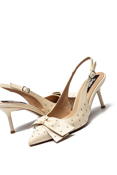 Dedos Women's Stiletto Pointed Toe Open Back Studded Detailed Heeled Shoes 260