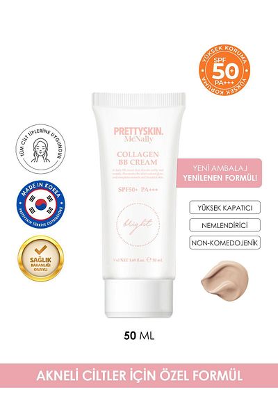 PRETTYSKIN Bb Cream Moisturizer and Concealer - Skin Tone Equalizer, Spf50 Protection, Nourishing Care 50ml