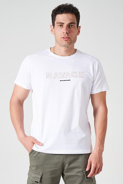 TENA Ανδρικό μπλουζάκι με λευκή λαιμόκοψη RAVAGE Injection Print