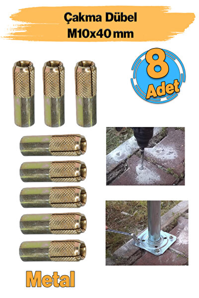 Badem10 Çakma Çelik Dübel İç Dişli M10x40 mm Raf İskele Montaj Bağlantı Monte...
