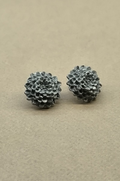 thecolourfully Chrysanthemum Earrings - Silver (Polymer Clay - Nail Earrings,...