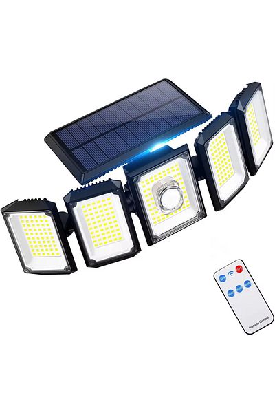 NEXTLY Lampa Cu Incarcare Solara , 300 X Led, 5 Capete Rotative La 360 Si Inclinate La 180, Senzor