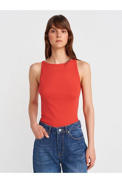 Dilvin 21048 Halter Neck Top-Red