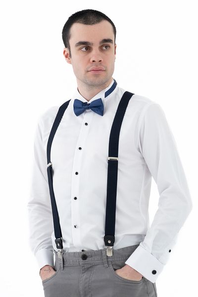 ELROZO Leather Detailed Trouser Suspenders and Bow Tie Set