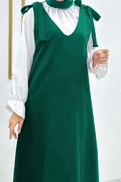 benguen Shirt + Gilet Dress Emerald Green 4678