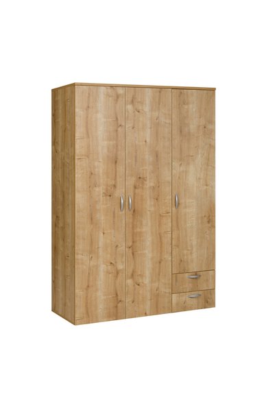 Furni24 Ahşap Gardırop 120cm, Gardırop, Çok Amaçlı Dolap, 3 Kapılı Dolap, Elb...