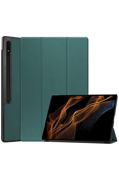 REDz Accessories Protective Case with Pen Slot for Samsung Galaxy Tab S9/S9FE, Leather look, Foldable, Green