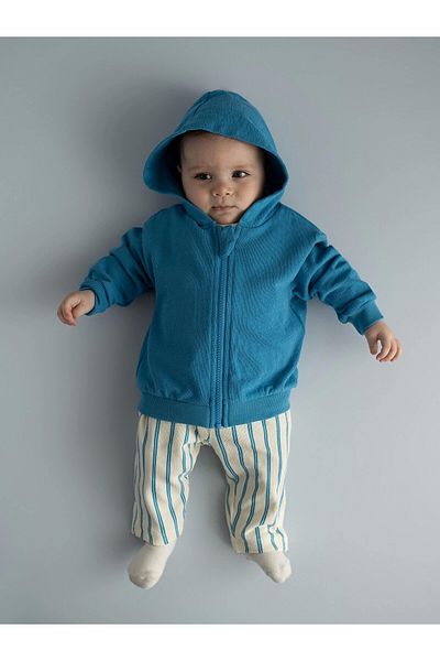 LC Waikiki Lcw Baby Ecru Crew Neck Printed Baby Boy 3-Piece Set