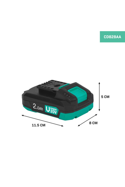 VONROC Vpower 20V Akü - 20V Li-Lon -2.0 Ah -Çift yönlü Usb-C Bağlantısıyla