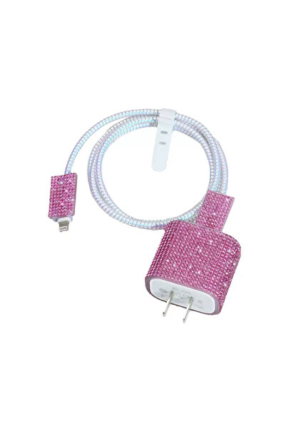 HTstore Zore Taşlı Şarj Aleti Koruyucu 4in1 Set-rose Gold