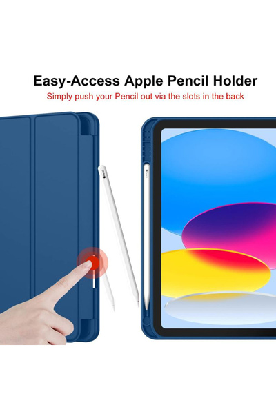 REDz Accessories Husă tip carte cu suport pentru pix pentru Apple iPad Mini 6/7, protecție completă, pliabilă, albastru marin