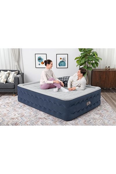 BESTWAY Queen Size Air Mattress with Built-in Electric Pump 2.03m x 1.52m x 51cm, 26-6716P